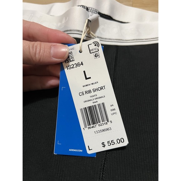 NWT Adidas Ribbed Shorts Tights Womens Black Large‎ NEW CS Rib Short IS2364 - Picture 4 of 7